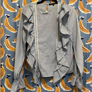 English Factory Blue Blouse with Ruffles